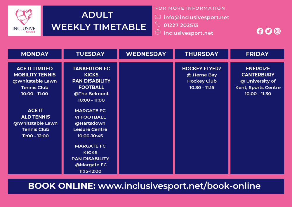 Inclusive Sport Adult Timetable